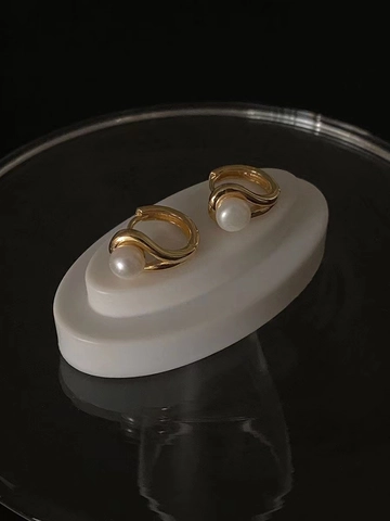 Elegant 925 Sterling Silver Artificial Pearl Hoop Earrings For Women Korean Style Delicate Gold Silver Plated Jewelry