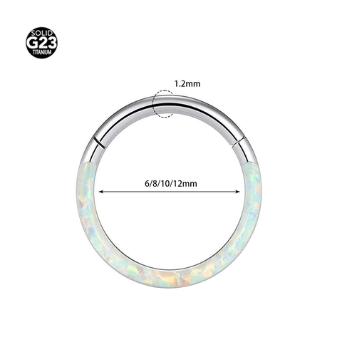 Aro De Piercing De Titanio G23 Segmento Bisagra Inlay Opalo Sintetico Joyeria Corporal Punk Unisex