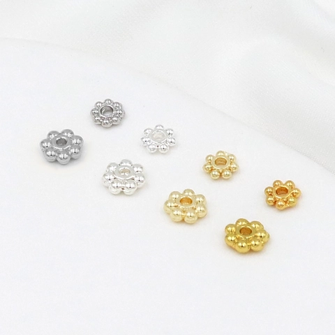 Perles D'espacement Fleurs Alliage Plaqué Or 18K Engrenage Flocons De Neige Accessoires Bijoux DIY Pour Bracelet