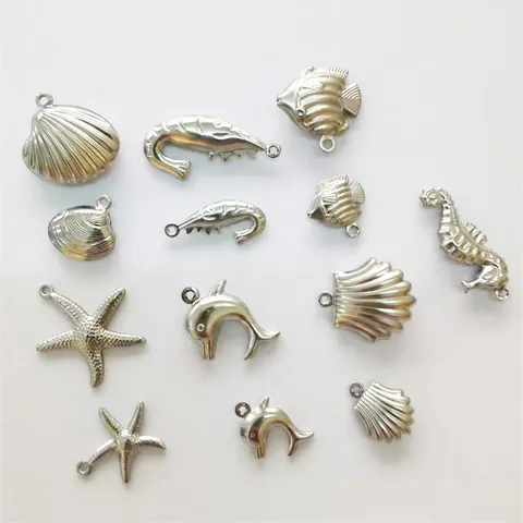 Colgantes De Acero Inoxidable Serie Océano Estrella De Mar Concha Delfín Dijes Accesorios De Joyería DIY