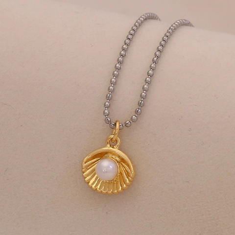 Starfish Seashell Turtle Seahorse Pendant Necklace Copper Stainless Steel With Imitation Artificial Pearl Rhinestone Ocean Jewelry