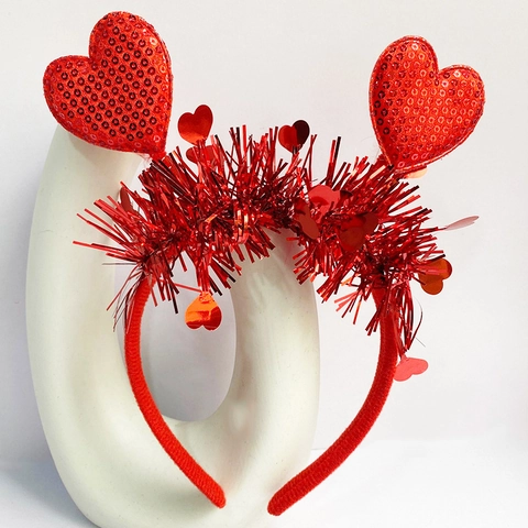Cerchietto Per Capelli Con Cuore Per San Valentino Paillettes Tinsel Accessorio Per Capelli Da Festa Per Donne Ragazze