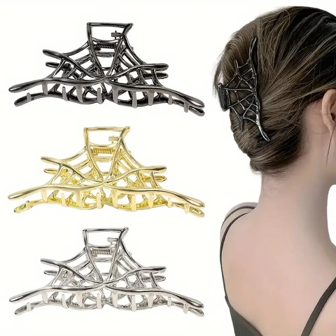 Molletta Capelli Ragnatela Lega Zinco Metallo Halloween Accessorio Feste Gotico Punk Estetica Oscura Per Donne