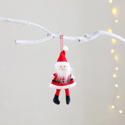 Christmas Hanging Ornaments Plush Santa Claus And Mrs Claus Dolls Fabric Tree Pendant Festive Holiday Home Decor