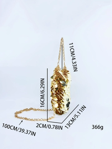 Bolso Bandolera Con Lentejuelas Brillante Discos Metálicos Redondos Cadena De Metal Mini Bolso De Mano Fiesta De Noche Moda Para Mujeres