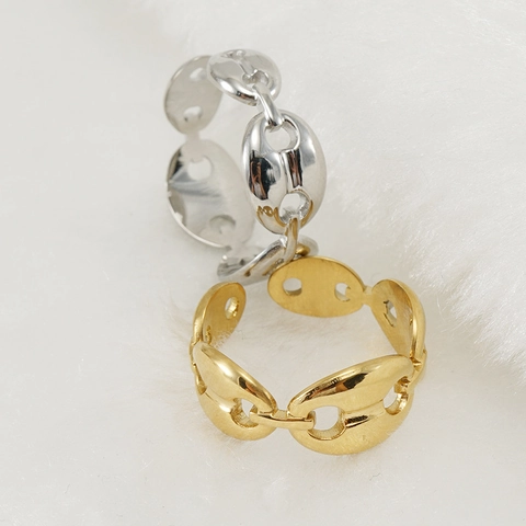 Anello Naso Di Maiale Acciaio Inossidabile Cavo Chicco Di Caffè Regolabile Catena Marina Gioielli Geometrici Donne Stile Minimalista