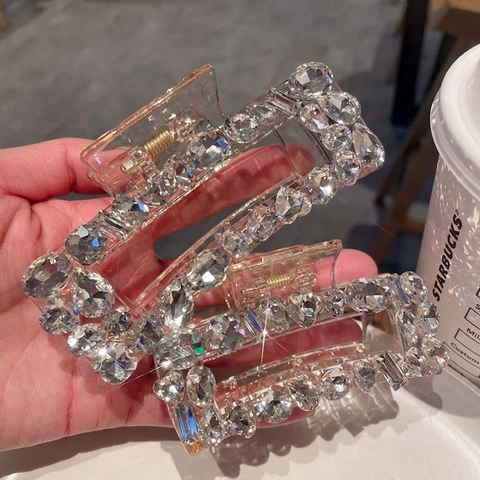 Molletta per Capelli di Lusso con Strass e Cristalli Elegante Clip a Artiglio in Acrilico Accessorio per Capelli