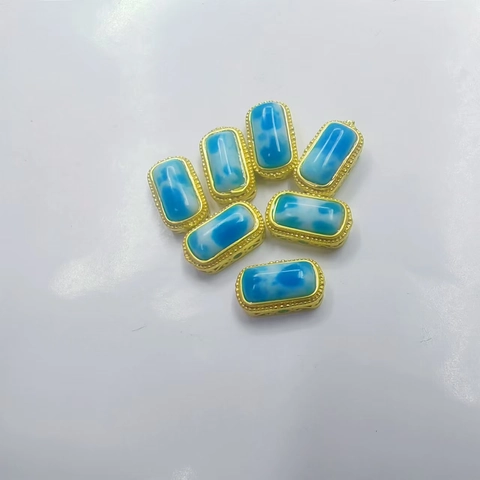 Ciondoli Rettangolari In Rame Dorato Con Pietra Occhio Di Gatto Blu Perline Distanziatrici Per Creazione Di Gioielli Fai Da Te