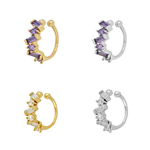 Ear Cuff De Plata De Ley 925 Circonita Cúbica Pendientes Sin Perforación Joyería Geométrica Para Mujer
