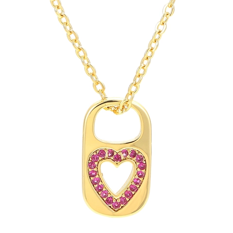 Lock Heart Pendant Necklace Copper Micro Pave Cubic Zirconia Vintage Retro Fashion Jewelry Accessory For Women