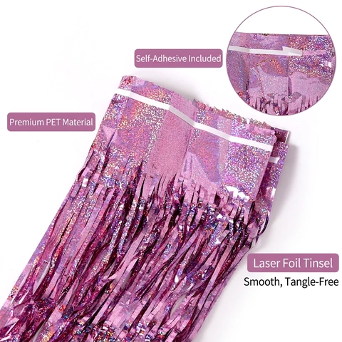 Tenda Frange Carta Tinsel Metallico PET Plastica Laser Olografico Sfondo Per Decorazione Festa Matrimonio Compleanno Fotobooth