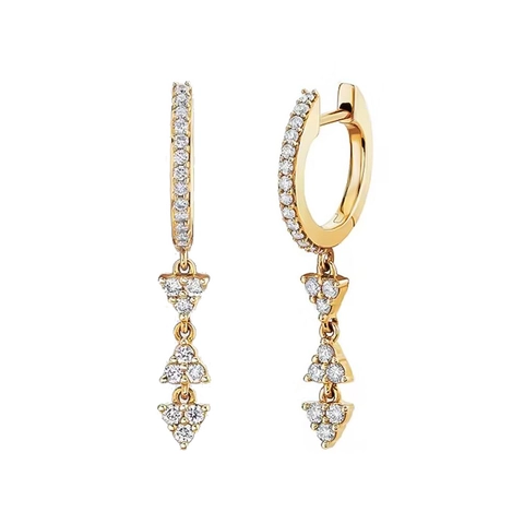 Geometrische Dreieck Quaste Ohrhänger Für Damen Mit 925 Sterlingsilber Ohrstecker-Stift Zirkonia Eingelegt Kupfer Ohrringe Schmuck
