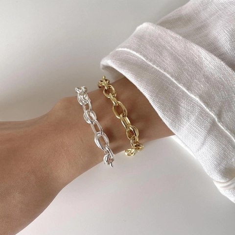 Minimalist 925 Sterling Silver Chain Link Bracelet French Style High Polish Elegant Jewelry For Women