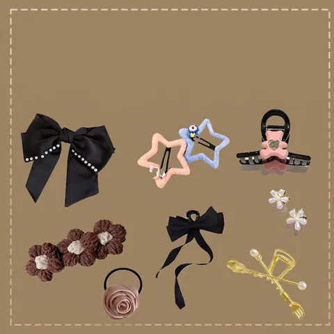 Haarschmuck Schleifen-Clips Florale Bänder Künstliche Perlen Strass Stern Ornamente Elegantes Styling Für Frauen Mädchen