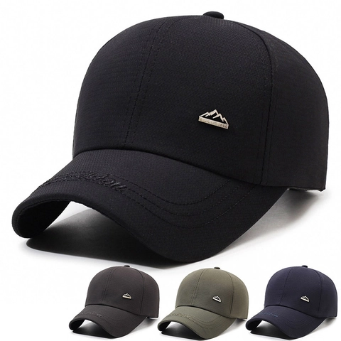 Gorra De Béisbol Transpirable Sombrero De Sol Para Hombre Exterior Casual Deportivo Con Logo Metal Bordado Ajustable