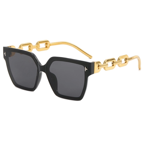 Modische Übergroße Quadratische Sonnenbrille UV400 Schutz Metallkettenbügel Hip Hop Stil Retro Sonnenbrille Für Damen Herren