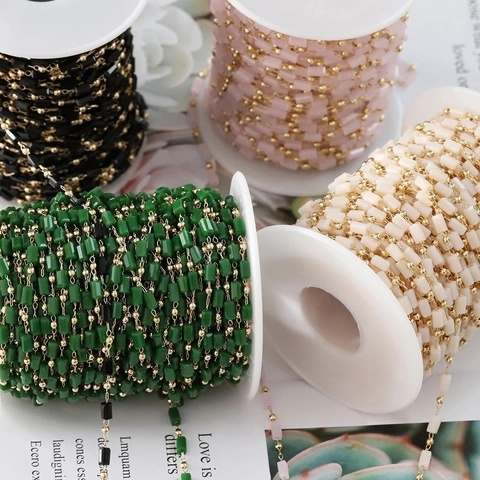 DIY Beaded Jewelry Chain Copper KC Gold Plated Crystal Glass Enamel Handmade Necklace Bracelet Making Supplies Bohemian Style