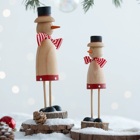 Figurine De Noël En Bois Ornement Père Noël Renne Bonhomme De Neige Poupée Debout Décoration De Table Maison Style Nordique