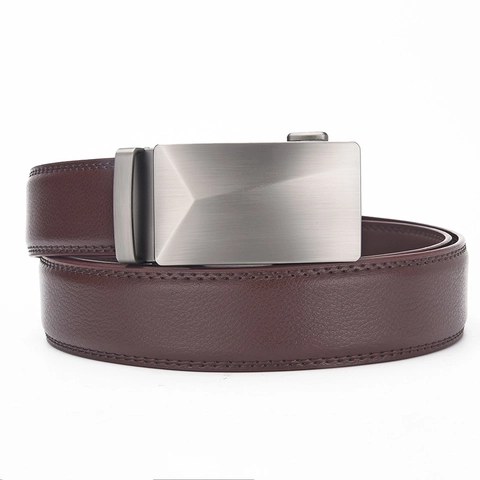 Cintura In Vera Pelle Da Uomo Con Fibbia Automatica In Lega Business Casual Moda