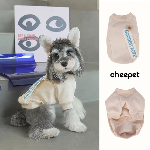 Pull À Capuche Pour Chien De Compagnie Chaud Automne Hiver Doublé Polaire Tricots Pour Petits Chiens Étiquette Bouton Décor
