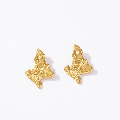 Orecchini a Bottone Geometrici Irregolari in Acciaio Inossidabile Stile Metallo Liquido Gioielli di Moda per Donna Oro Argento