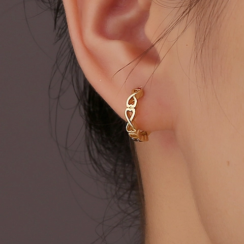 S925 Sterling Zilver 14K Vergoldet Minimalistisch Hart Oorbellen Voor Vrouwen Geometrische Sieraden Cadeau