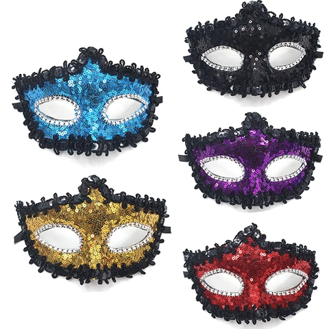 Masque De Mascarade Vénitien À Main Paillettes Papillon Dentelle Gland Fête Costume Masque Pour Les Yeux Femmes Halloween