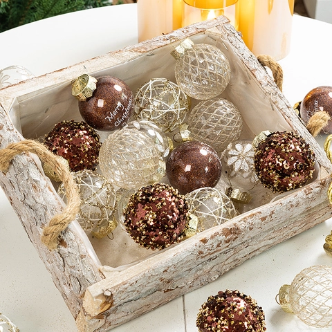 Christmas Ball Ornaments Plastic Electroplated Glitter Mixed Shapes Tree Hanging Baubles Holiday Decor