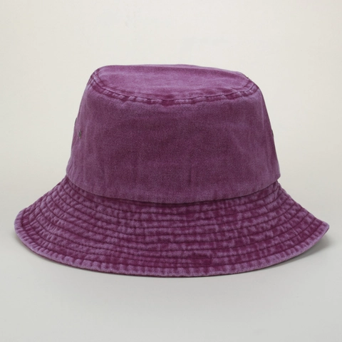 Washed Denim Bucket Hat Cotton Canvas Sun Protection Outdoor Retro Distressed Style Women Men Breathable Metal Eyelets