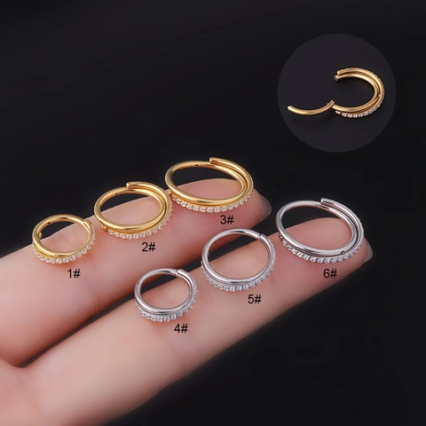 Anello Per Naso In Acciaio Inossidabile Con Zirconi Gioielli Per Piercing Senza Cuciture Septum Moda