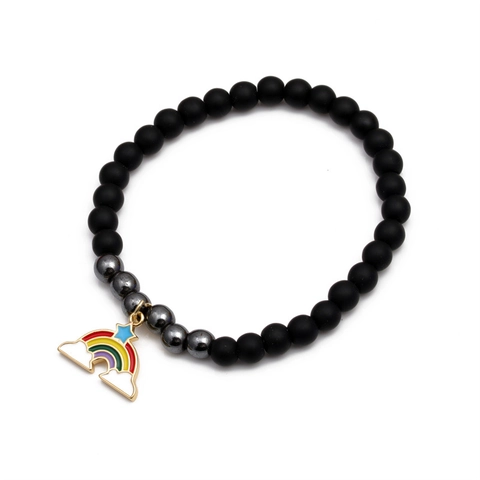 Micro Pave Zircon Charm Bracelet Adjustable Braided Rope Copper Heart Elephant Rainbow Jewelry Gift