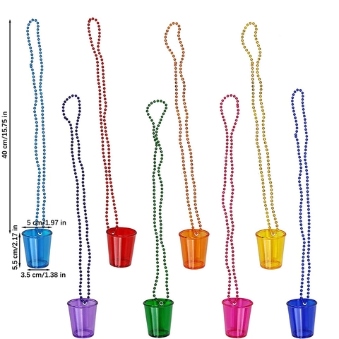 Plastic Shot Glass Necklace Beaded Chain Cup For Bachelorette Bachelor Party Bride Groom To Be Team Wedding Party Supplies