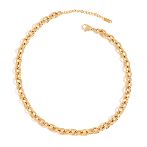 18K Vergoldete Edelstahl Klobige Gliederkette Für Frauen Wasserdichte Hypoallergene Dicke Runddraht Kreuz Halskette Schmuck