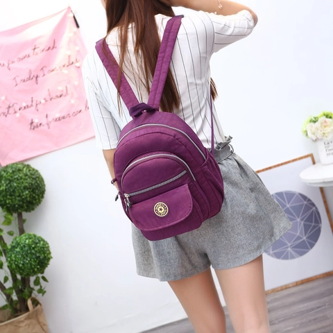 Mini Nylon Rugzak Voor Dames Casual Lichtgewicht Multi-Pocket Schoudertas Waterbestendig Student Fashion Daypack