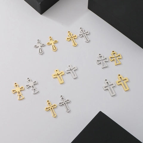 Pendenti A Croce Svuotati Acciaio Inossidabile Accessori Per Creazione Gioielli DIY Ciondoli Religiosi Per Collane Bracciali