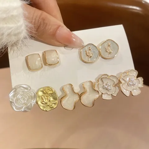 Orecchini Eleganti Con Fiori E Künstliche Perle Con Perno In Argento Gioielli In Lega Dorata Vintage Francese Per Donna