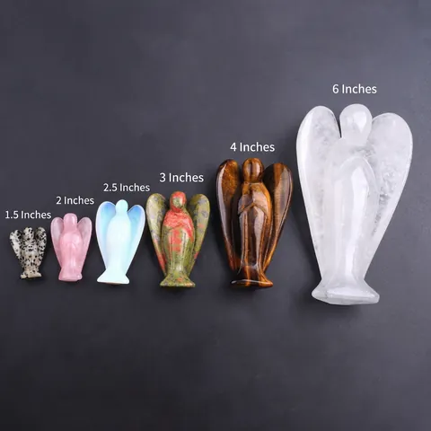 Angel Statue Hand Carved Natural Crystal Gemstone Healing Figurine Guardian Spiritual Desk Decor Ornament For Home Office