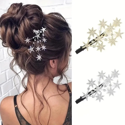 Pinza Para El Pelo Estrella Strass Aleación Pico De Pato Para Mujeres Diseño Elegante Perfecto Para Bodas Fiestas Y Uso Diario