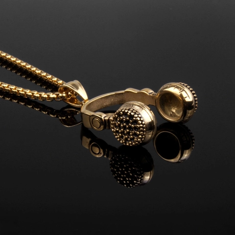Collar Con Colgante De Auriculares De Música Acero De Titanio Estilo Rock Hip Hop Retro Punk Joyería Para Hombre