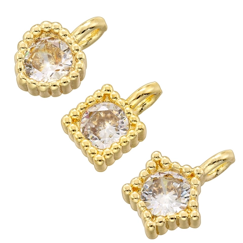 Colgante De Corazón Estrella Cuadrado De Cobre Bañado En Oro Circonita Incrustada Accesorio De Joyería DIY Elegante