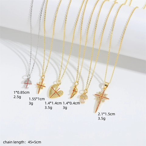 Trendy Radiant Star Pendant Necklace For Women Copper Zirconia Mushroom Heart Hand Shape Dainty Clavicle Chain Jewelry