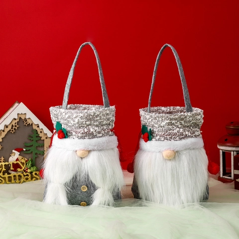 Kerstkabouter Cadeauzakjes Gebreid Kunstbont Gezichtloze Oude Man Snoepzak Feestdecoratie