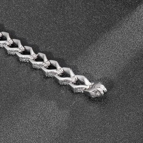 Pulsera Hombre Acero Inoxidable Gótico Relieve Cruz Cadena Gruesa Retro Punk Biker Joyería Color Plata