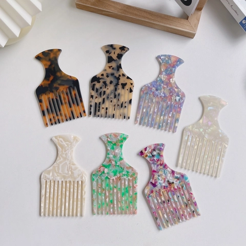 Fashion Cellulose Acetate Hair Pick Comb Marble Tortoise Pattern Wide Tooth Hair Comb For Styling Detangling Women Hair Tool
