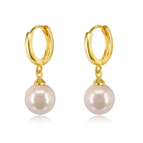 Kunstparel Drop Hoop Oorbellen Koper Geometrisch Met 925 Sterling Zilveren Oorsteker Voor Dames Elegant