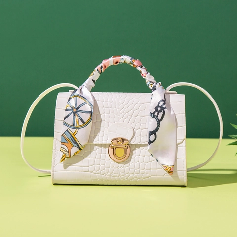 Damen Süße Schultertasche Schal Umwickelter Griff Kleine Quadratische Umhängetasche Krokodilmuster Cordsamt Bedruckte Mode Handtasche
