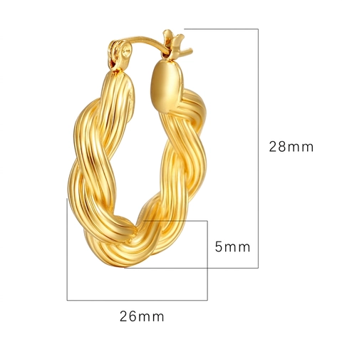 Pendientes De Aro Retorcidos Acero Inoxidable Chapado En Oro 18K Retro Geométrico Joyería Para Mujeres