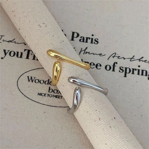 Anello Regolabile In Argento Sterling 925 A Forma Di U Onda Irregolare Geometrico Minimalista Gioielli Per Donne