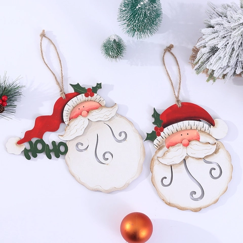 Ornamento Da Appendere Babbo Natale In Legno Dipinto Taglio Laser Cavo Decorazione Albero Di Natale Festa Casa