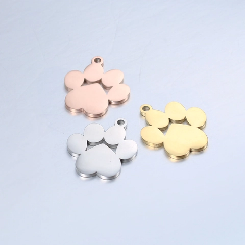 Dog Paw Pendants 304 Stainless Steel Heart Cutout Cat Claw Charms For DIY Jewelry Making Mirror Polished Crafting Accessories